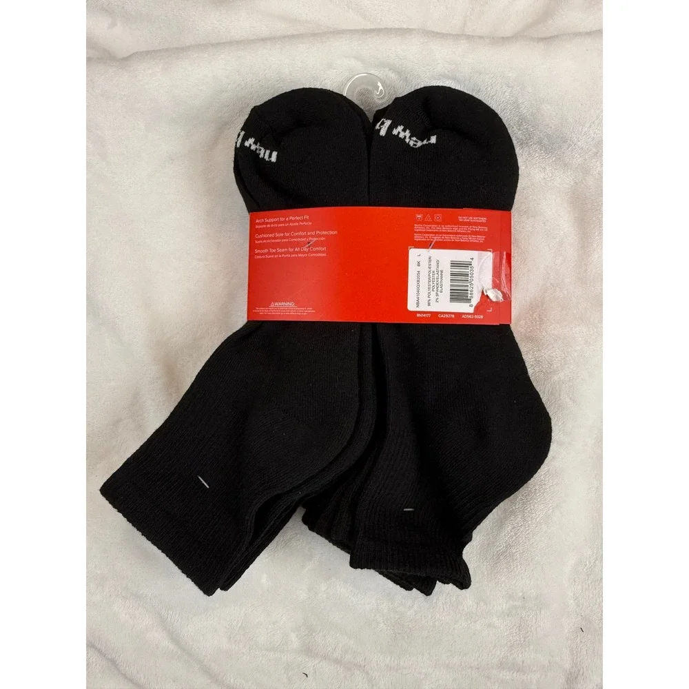 New Balance Mens Cushioned Ankle Socks 10 Pair Pack Black Shoe Sz 8-12.5 New